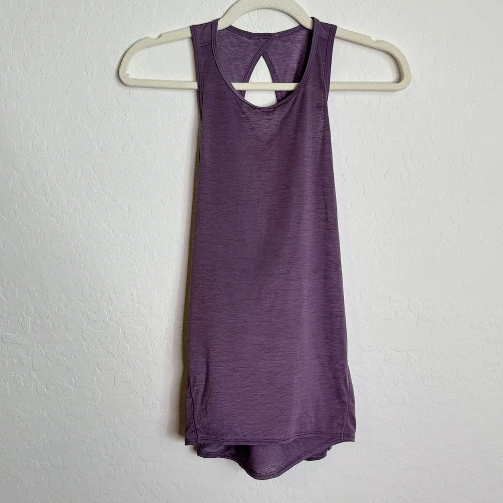 Lululemon All‎ Tied Up Tank Top Purple Open Back Keyhole Yoga Workout Running
